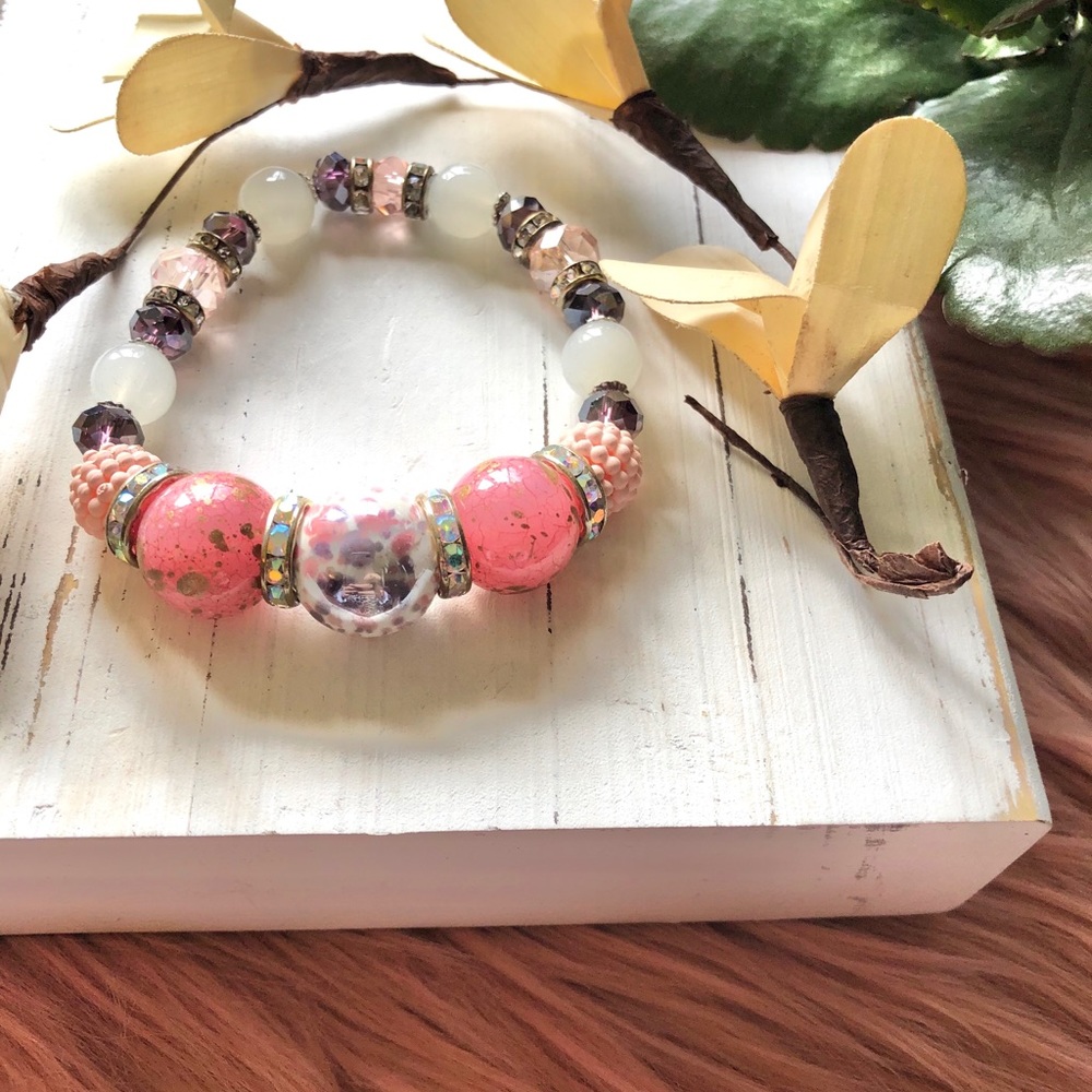 Unique chunky pink bracelet